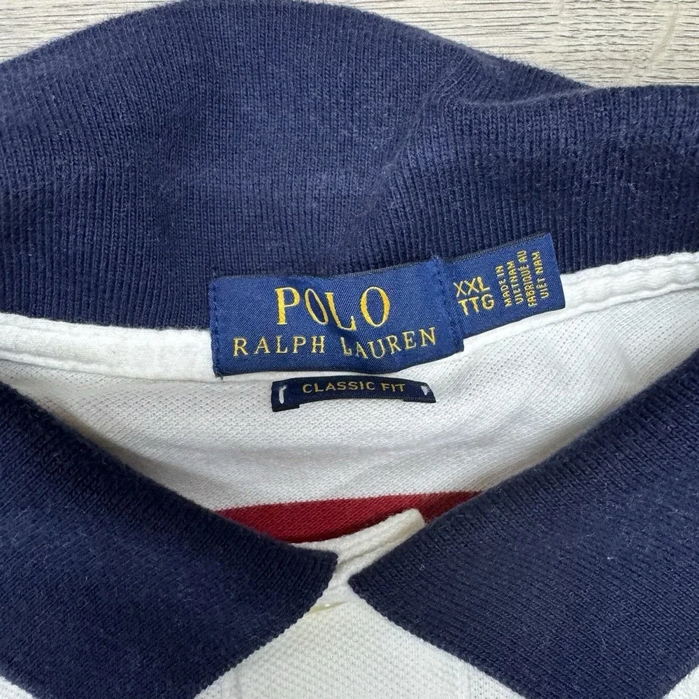 Polo Ralph Lauren Crossed Flags Striped Polo Shirt Men Sz XXL